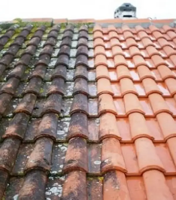Démoussage de toiture – Avant / après démoussage d'une toiture en tuiles à Bordeaux